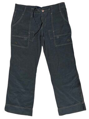 Y2K VTG Cargo Utility Pants Navy Corduroy Blue Dot Womens 6 USA